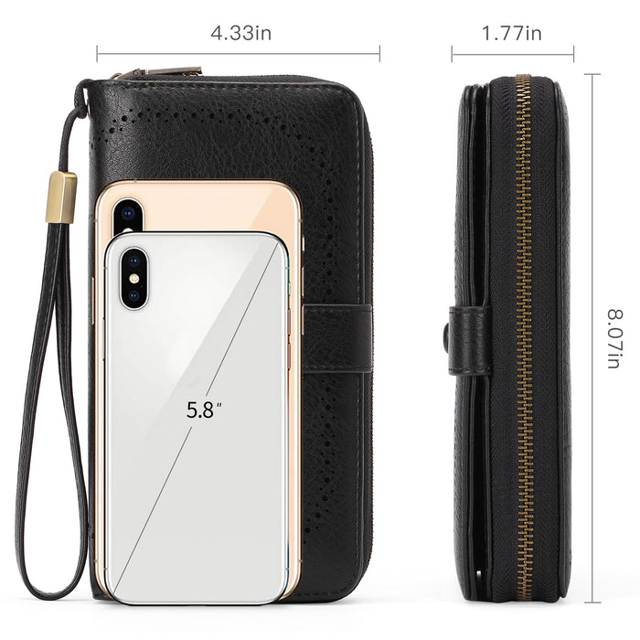 Portefeuille long extensible pour femme avec porte-cartes et sac passeport