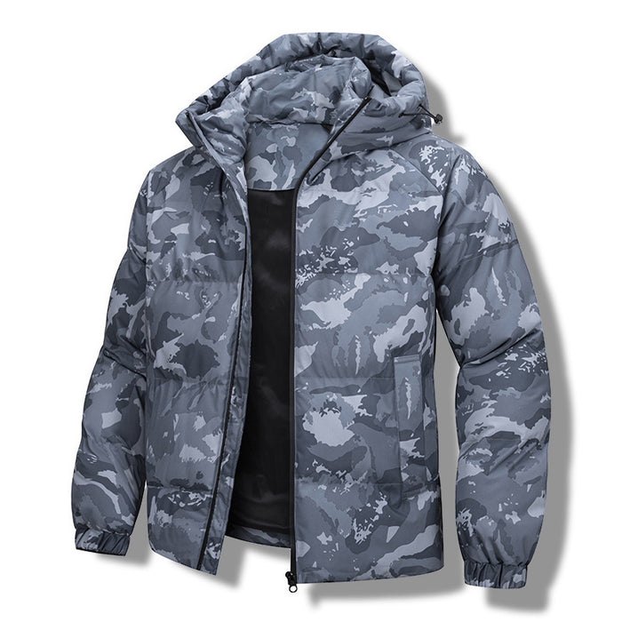 Chaqueta de camuflaje con capucha para hombre, impermeable, gruesa y cálida, acolchada de algodón.