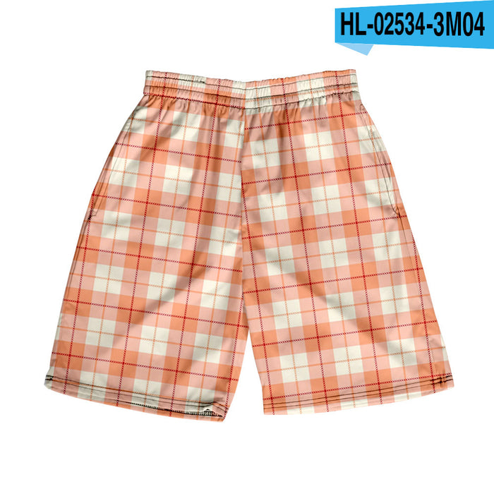 Men's Plaid Shorts Casual Beach Pants