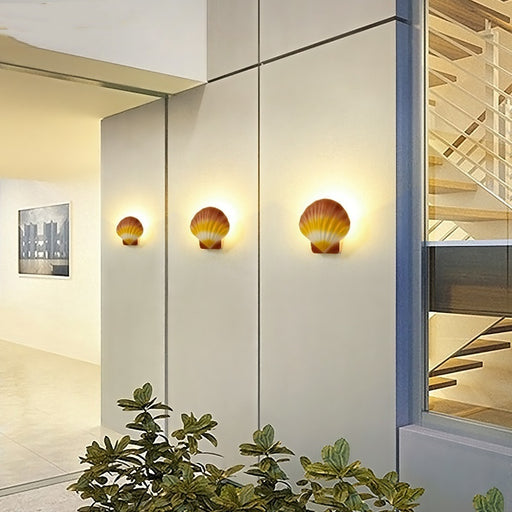 Lampe murale LED extérieure étanche en forme de coquillage, lampe de jardin créative