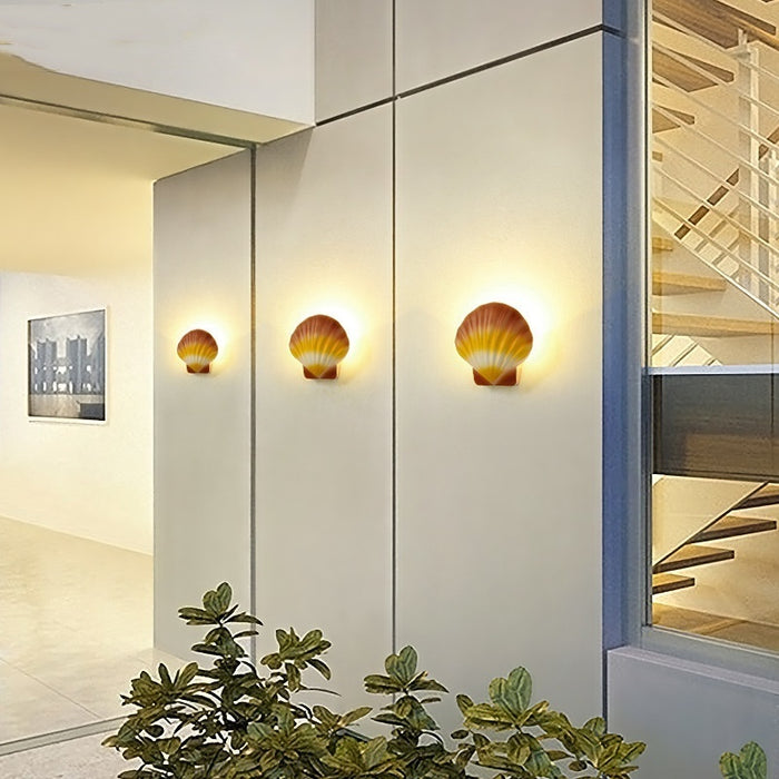 Lampe murale LED extérieure étanche en forme de coquillage, lampe de jardin créative