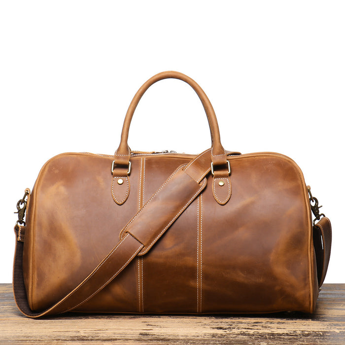 Retro New Men's Genuine Leather Portable Travel Bag