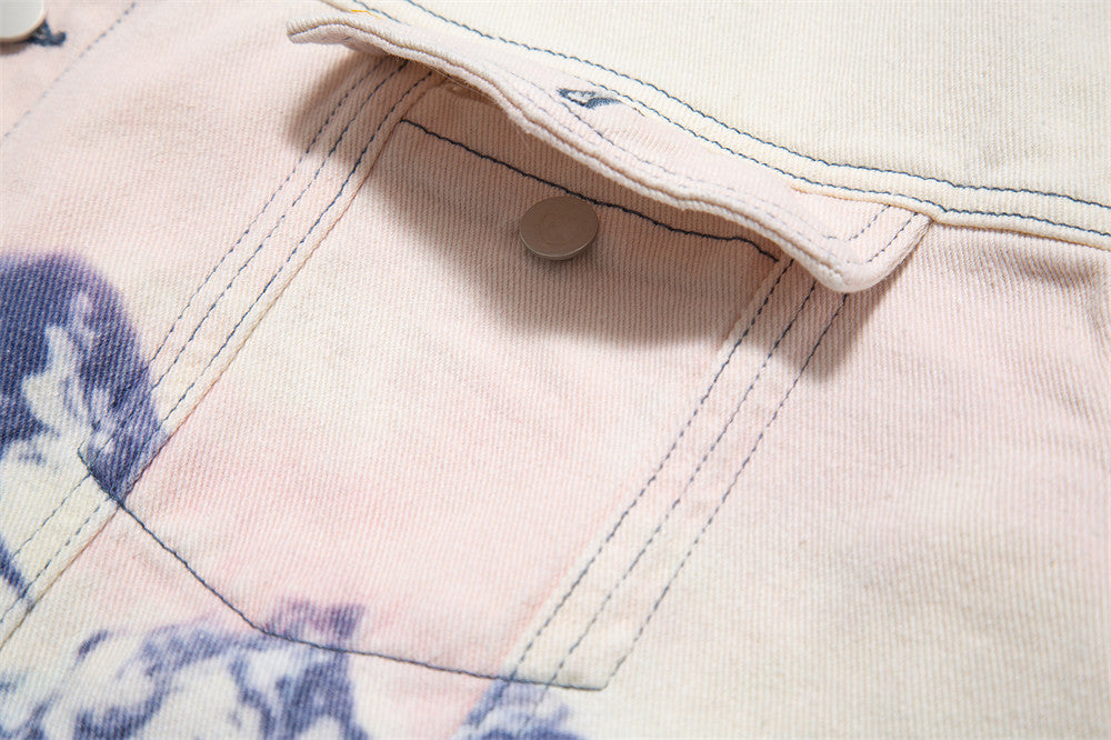 Men's Loose Casual Full Print Landscape Snow Mountain Pattern Jacket