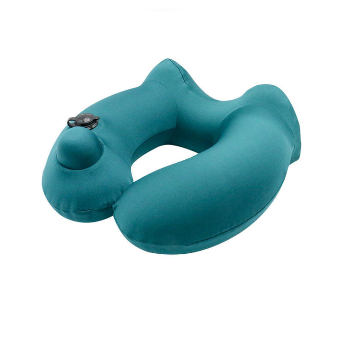Almohada inflable portátil con capucha en forma de U para viajes para hombres y mujeres