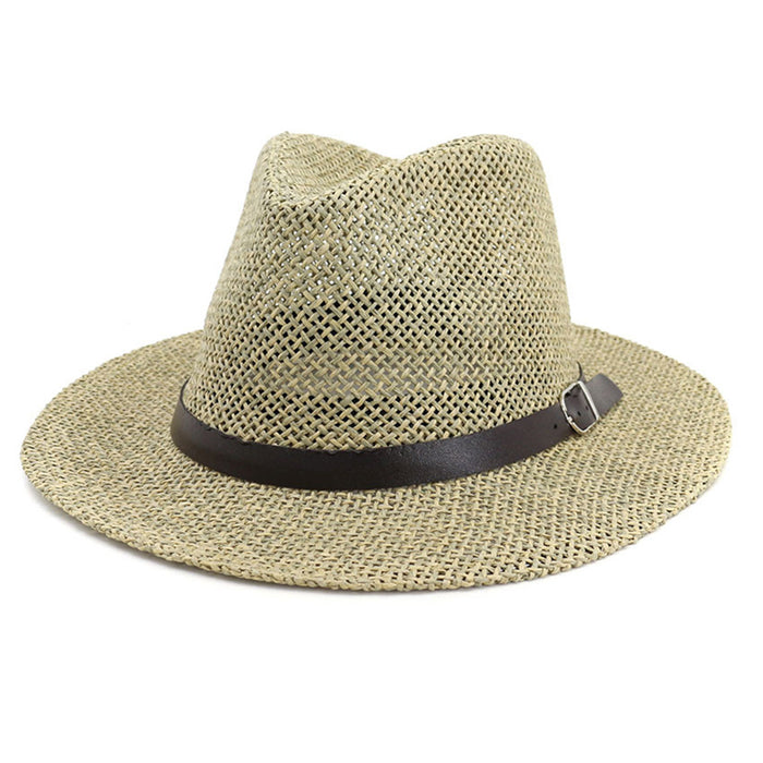 Sombrero de paja panamá, estilo europeo y americano, para protección solar, para verano, viajes, playa, tejido.