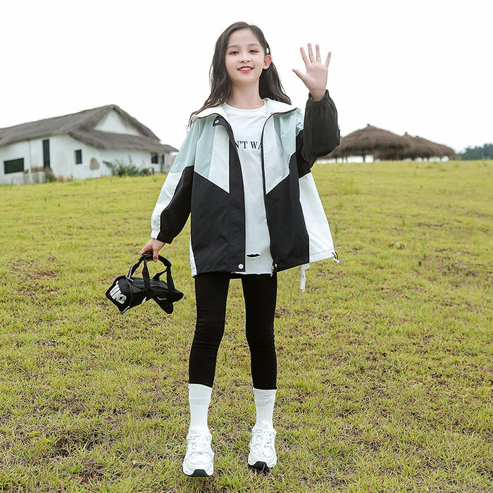 Shell Jacket Thin Medium And Large Children Children's Spring Clothes Trench Coat Girl Spring Top