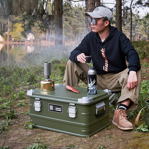 Coffret de rangement extérieur en alliage d'aluminium pour le camping, portable et fixé au véhicule, équipement de camping sauvage