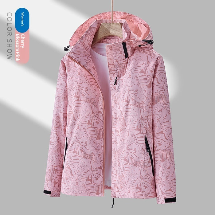 Women's Minimalist Printed Waterproof Outdoor Jacket