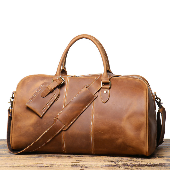 Retro New Men's Genuine Leather Portable Travel Bag