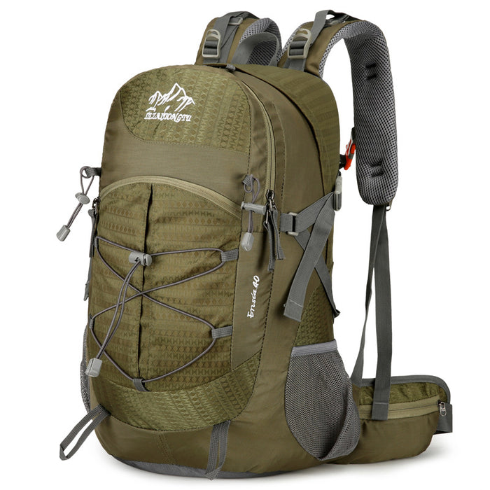 Mochila de senderismo al aire libre de nailon impermeable de gran capacidad con soporte multifunción