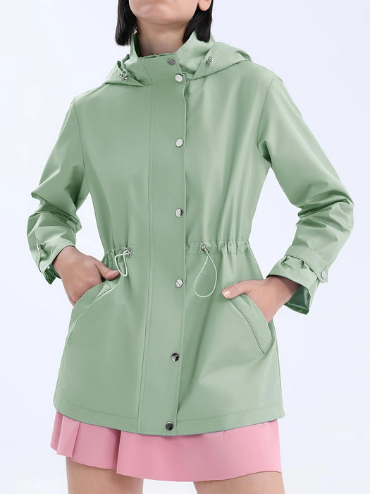 Women's Waterproof Slim Trench Coat Windproof Shell Jacket