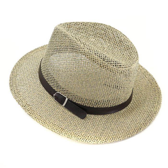 Sombrero de paja panamá, estilo europeo y americano, para protección solar, para verano, viajes, playa, tejido.