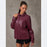 High-end Sophisticated Leather Jacket With A Lapel Collar And Zipper-front Cardigan Top