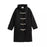 Long Black Toggle Button Wool Coat Women's Woolen Coat