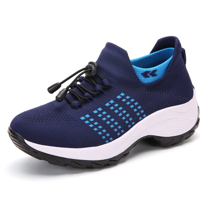 Chaussures de sport pour femmes grandes tailles, chaussettes de sport respirantes et élastiques tissées, style chaussettes de sport tissées.