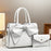 Fashionable Crocodile-Print Bow Bucket Bag Patent Leather Glossy Crossbody Bag