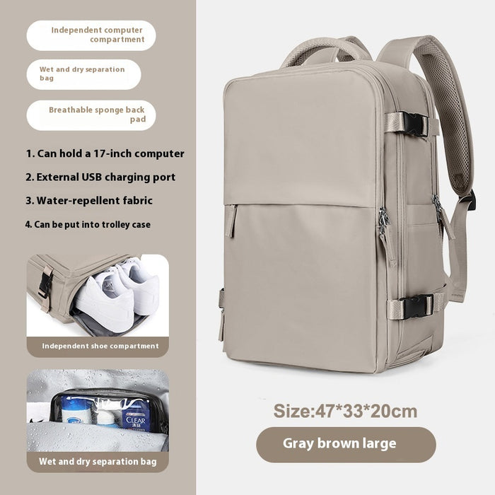 Backpack Women's Large Capacity Travel Men's Business Trip Can Be Expanded