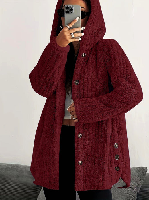 Hooded Loose Plush Coat Women's Regular Sleeve
