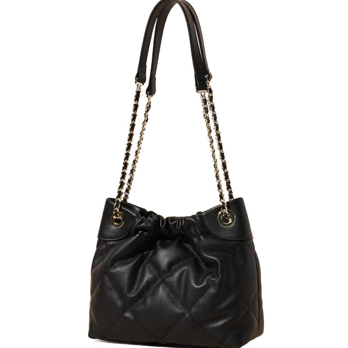 Genuine Leather Pleated ShoulderCrossbody Bag With Chain Strap