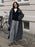 Retro Solid Stand Collar Long Tweed Coat Women