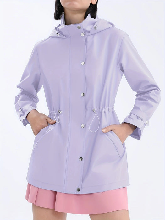 Women's Waterproof Slim Trench Coat Windproof Shell Jacket