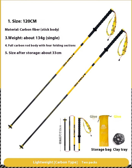 Carbon Trekking Pole Folding Carbon Fiber Off-road Cane