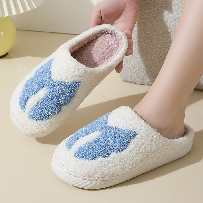 Cute Cartoon Bow Knot Cotton Slippers