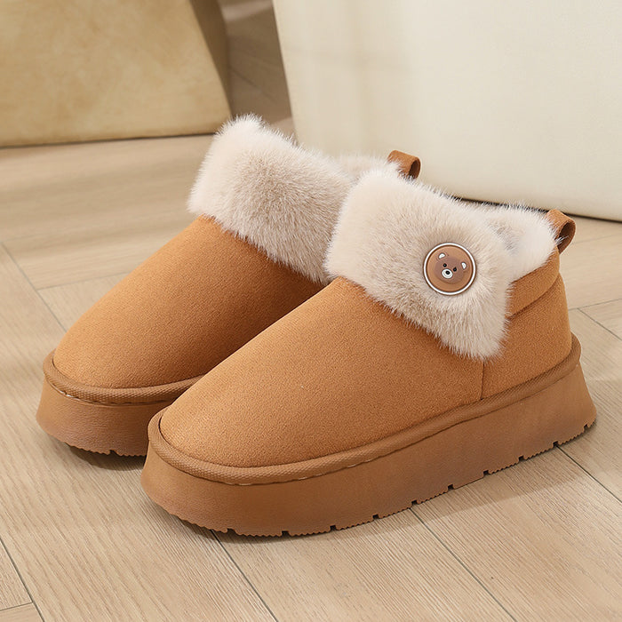 Ankle Wrap Cotton Slippers Thickened Couple Non-slip Warm Cotton Shoes
