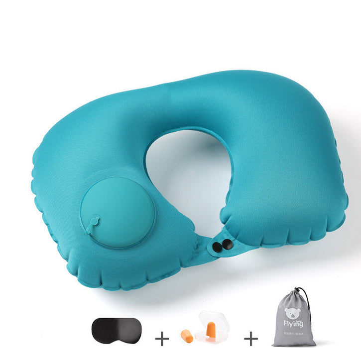 Almohada inflable portátil de TPU en forma de U para viajes