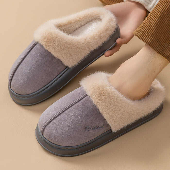 Pantuflas de invierno cálidas y acogedoras para parejas, suaves y antideslizantes, para interiores, de algodón, para el hogar, para mujer y hombre