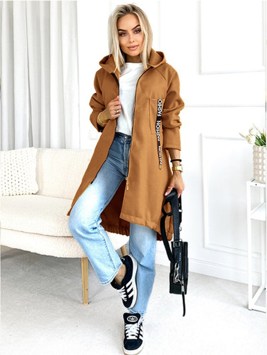 Hooded Sports Brushed Hoody Casual Long-sleeved Zipper Jacket