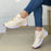 Women's Casual Flat Style Pumps  Color Matching Round Head Lace-up Shoes