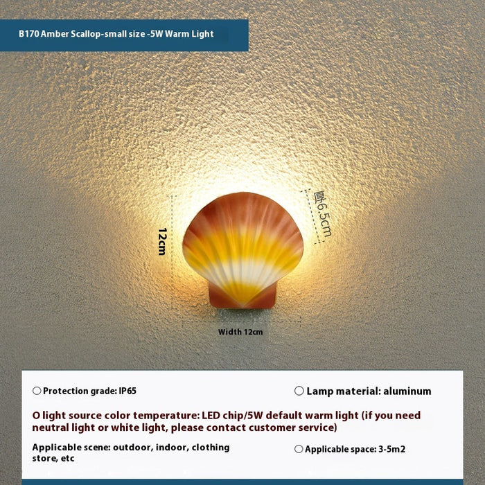 Lampe murale LED extérieure étanche en forme de coquillage, lampe de jardin créative