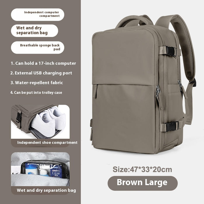 Backpack Women's Large Capacity Travel Men's Business Trip Can Be Expanded