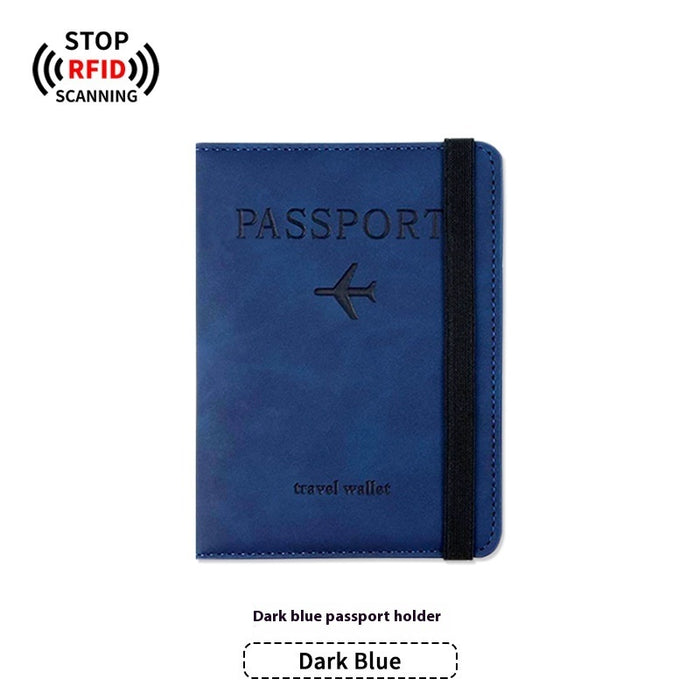 Ensemble porte-passeport en cuir PU anti-magnétique et étiquette à bagages