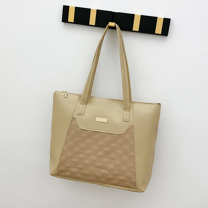 Diamond-Embossed Large-Capacity Tote Bag