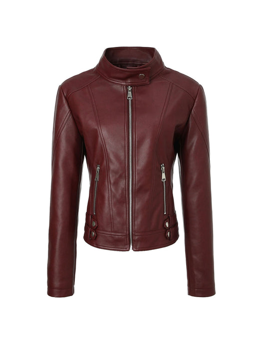 Plus-size Womens Slim-fit Stand-up Collar Jacket