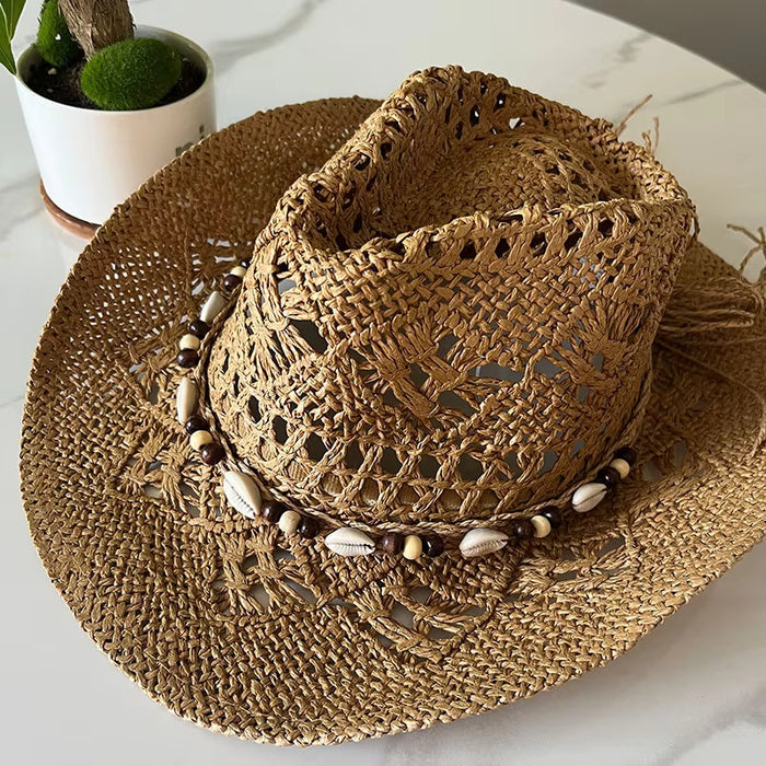 Bohemian Shell Straw Summer Beach Ethnic Style Hollow Sun Hat
