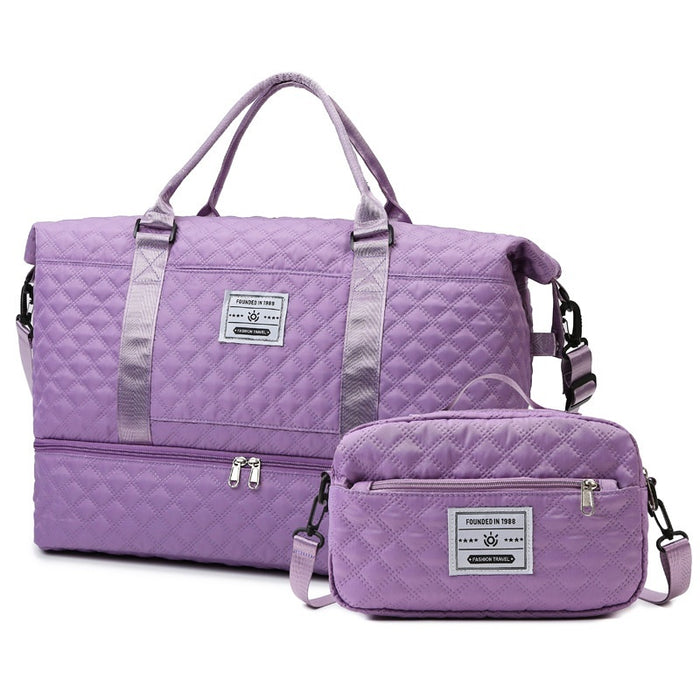 Sac de Voyage Fourre-tout Matelassé Brodé Grande Capacité avec Poignée
