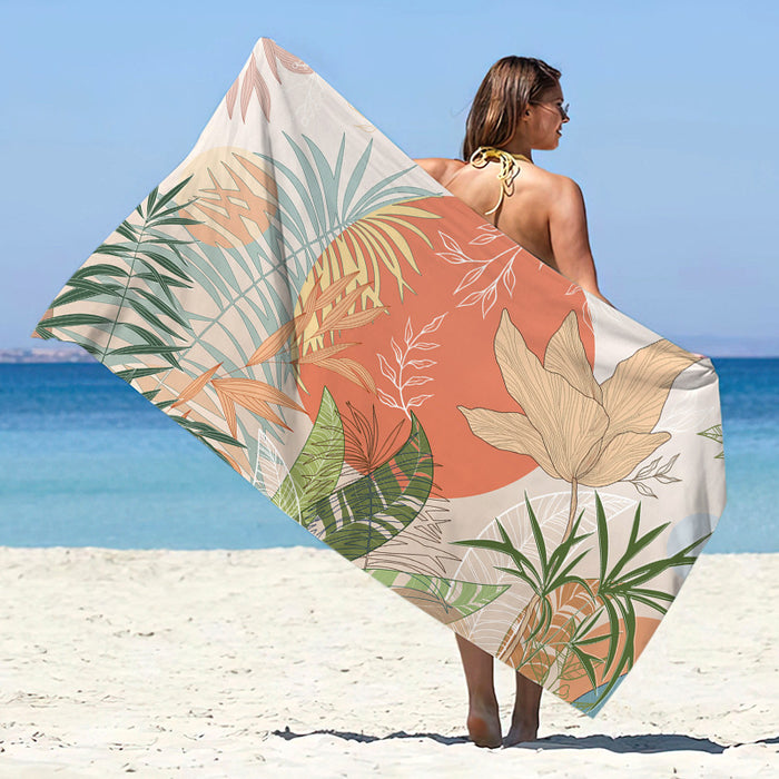 Châle de plage d'été en microfibre imprimée à séchage rapide, protection solaire, serviette de bain double face en velours