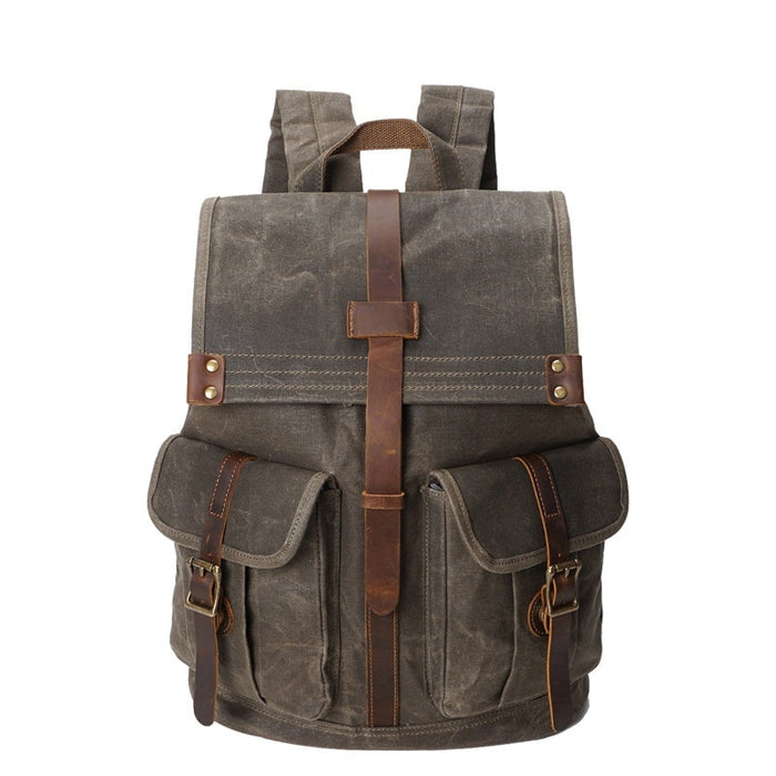 Sac à dos de voyage vintage en toile cirée huilée pour homme