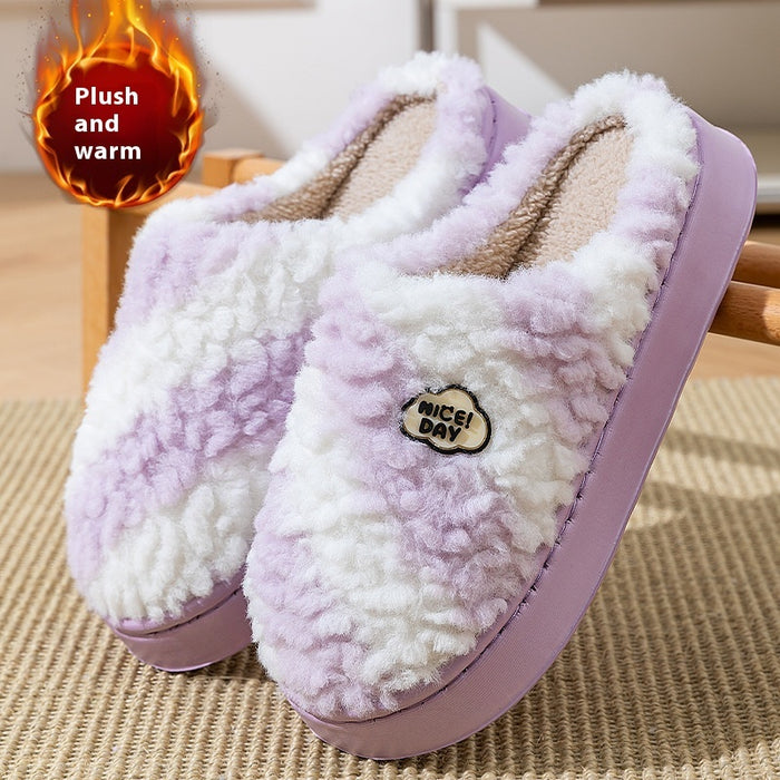 Women's Warm Non-slip Mute Velvet Cotton Slippers