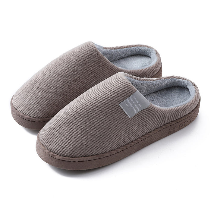 Indoor Corduroy Shoes Warm Plush Home Slipper Anti Slip Floor Bedroom Shoes Autumn Winter