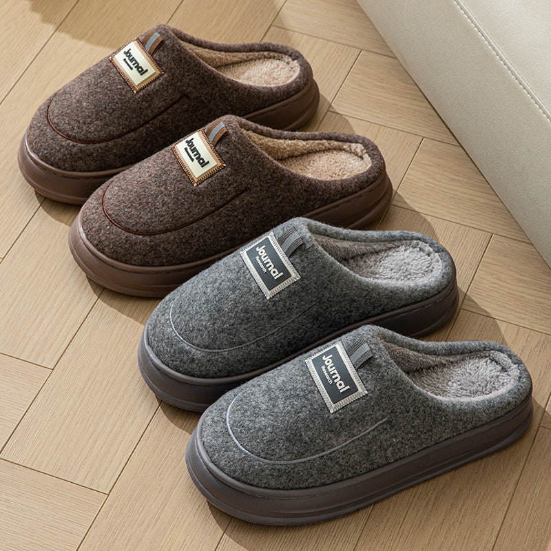 Pantuflas de algodón cálidas y gruesas para hombre, talla grande