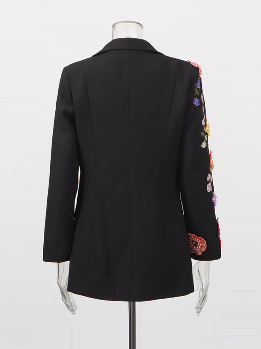 Elegant Three-dimensional Floral Embroidered Blazers