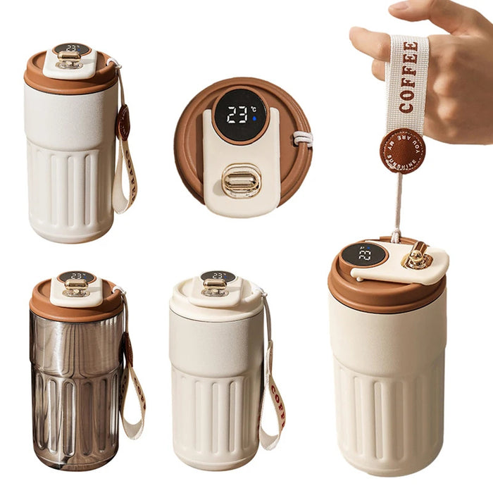 Bouteille isotherme numérique intelligente, tasse à café portable, bouteille d'eau en acier inoxydable, gobelet isotherme pour voiture, garde le froid, bouteille sous vide 450 ml