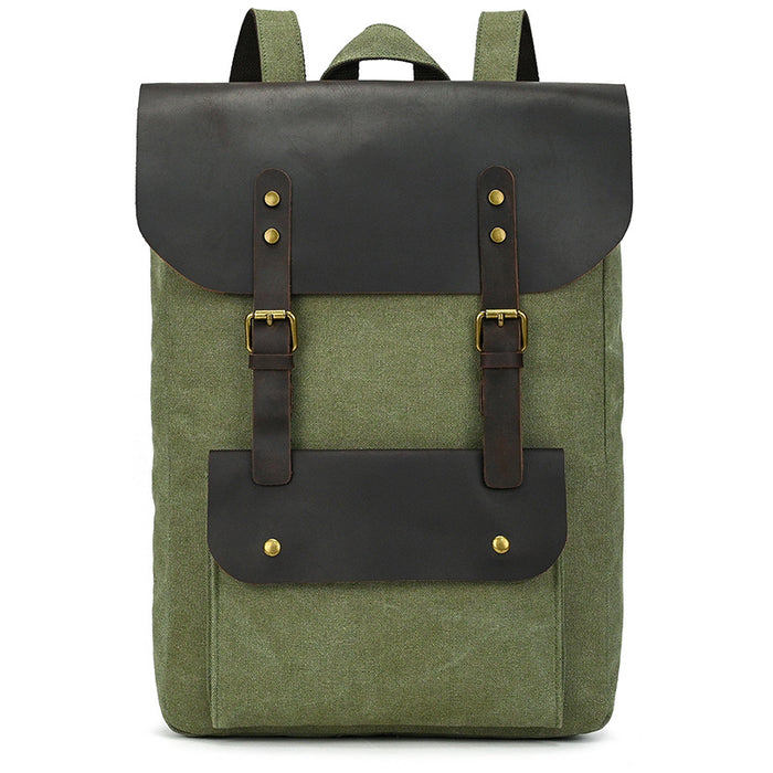 New Canvas Leather Large Capacity Backpack