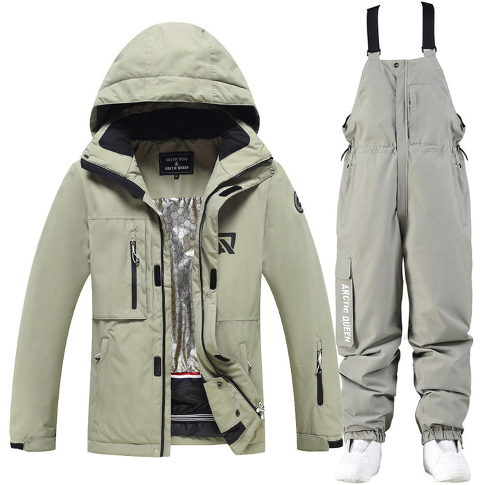 Combinaison de ski double planche en placage pour homme et femme, idéale pour l'hiver en extérieur.