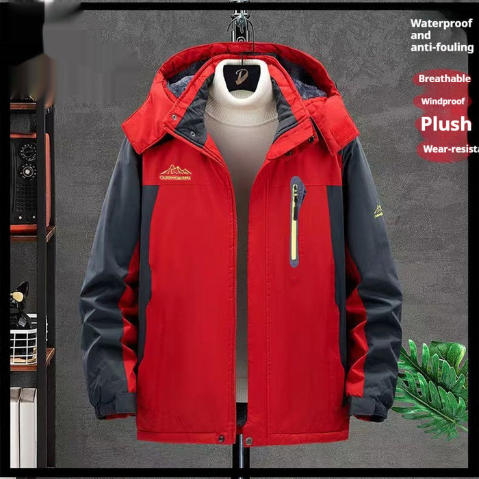 Chaqueta impermeable y cortavientos de terciopelo grueso para hombre