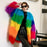 Manteau en patchwork de peluche contrastant, Manteau d'hiver en laine d'agneau